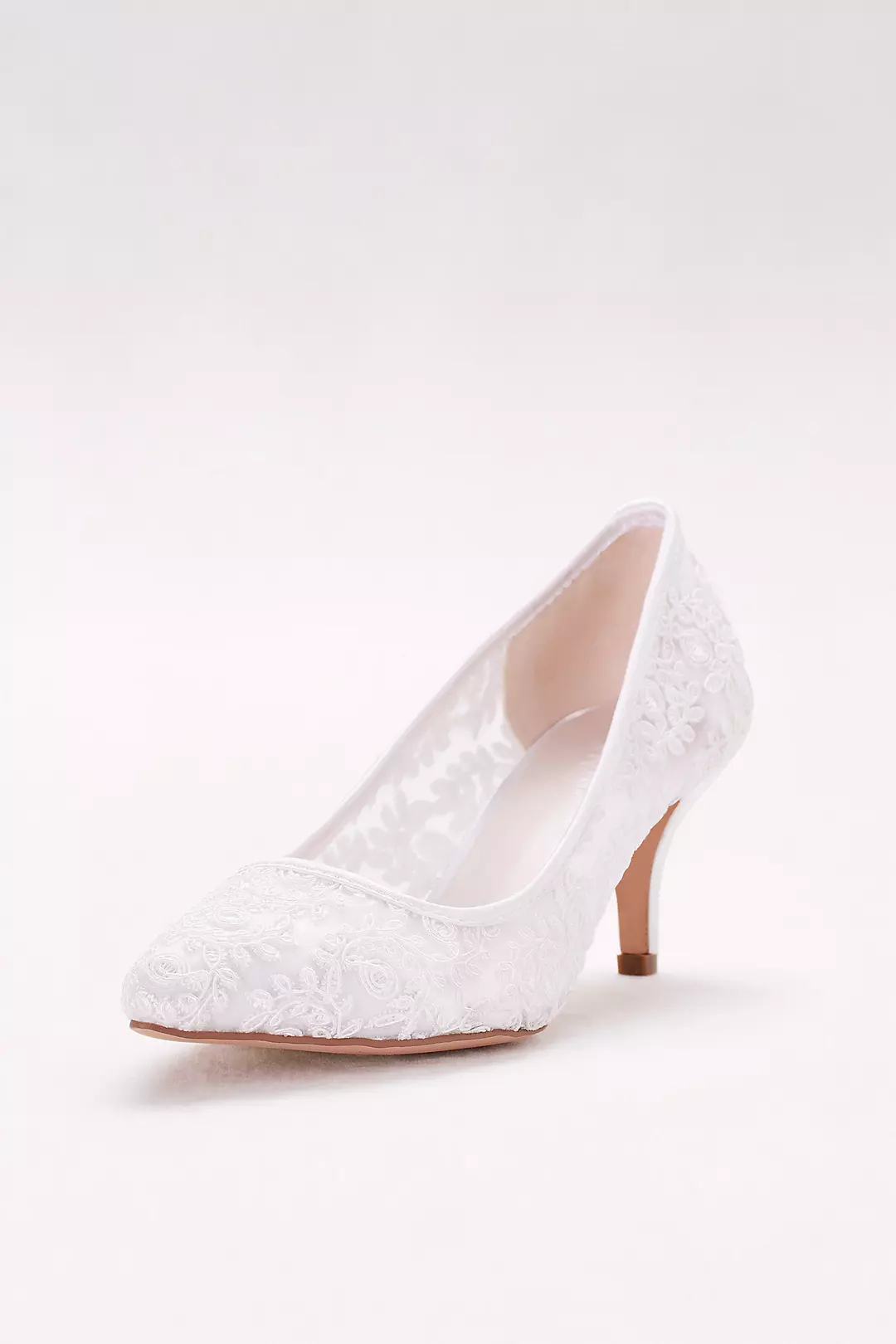 Embroidered Mesh Pointed-Toe Pumps | David's Bridal