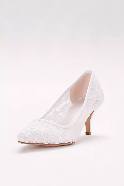 Embroidered Mesh Pointed-Toe Pumps Image 1