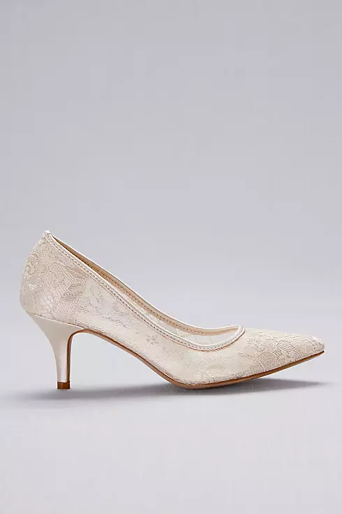 Lace Pointed-Toe Mid-Heel Pumps Image 3