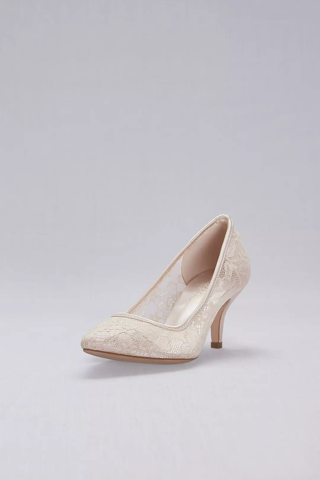 Lace Pointed-Toe Mid-Heel Pumps Image