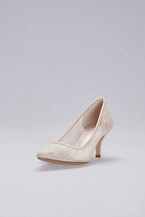 Lace Pointed-Toe Mid-Heel Pumps Image