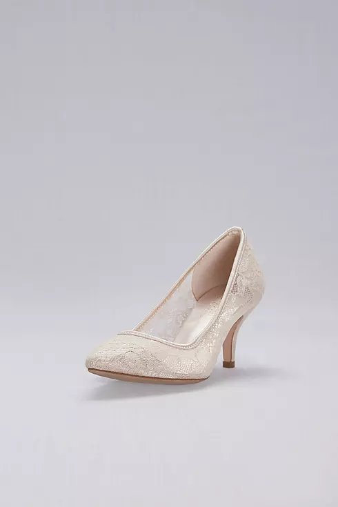 Lace Pointed-Toe Mid-Heel Pumps Image 1