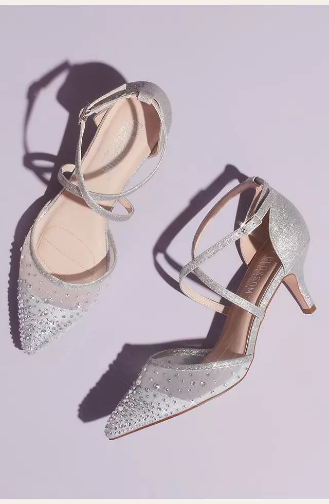 Glitter D'Orsay Crisscross Embellished Heels Image 3