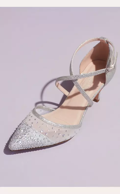 Glitter D'Orsay Crisscross Embellished Heels Image 1