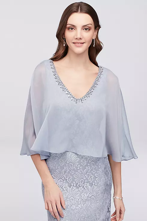 Shimmering Lace Tank Dress with Necklace Capelet Image 5