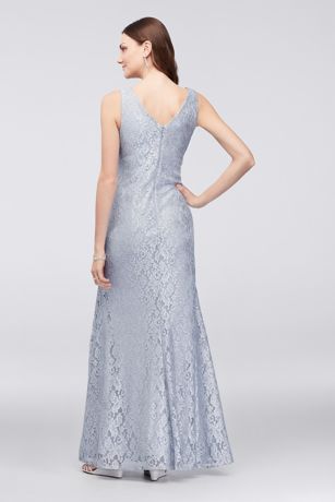 Shimmering Lace Tank Dress with Necklace Capelet | David's Bridal
