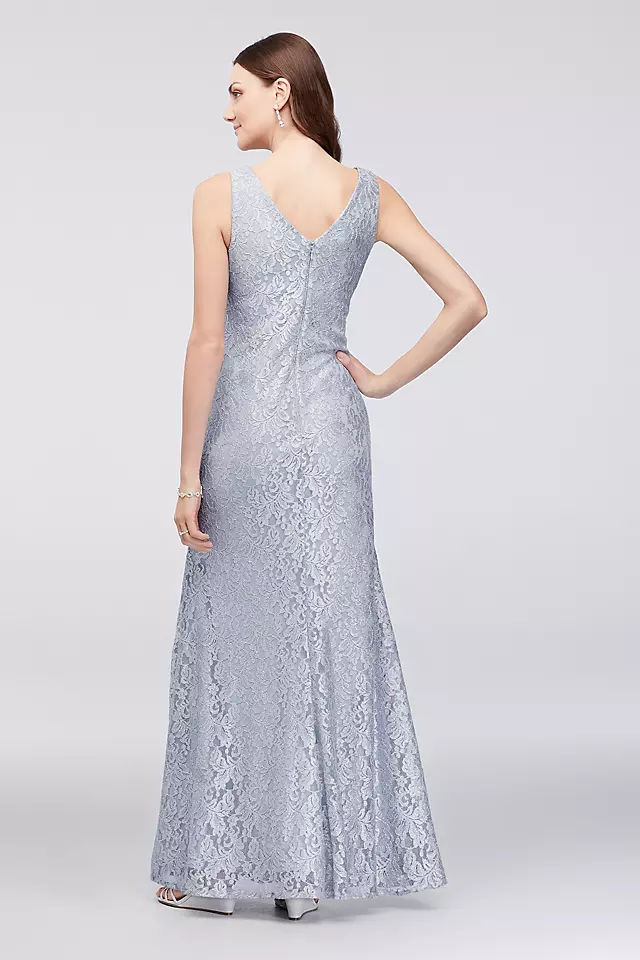 Shimmering Lace Tank Dress with Necklace Capelet Image 4