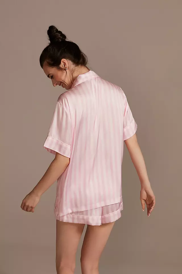 Striped Button-Front Pajama Shorts Set Image 2