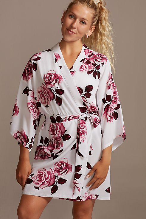 Wine Roses Floral Robe Image 1