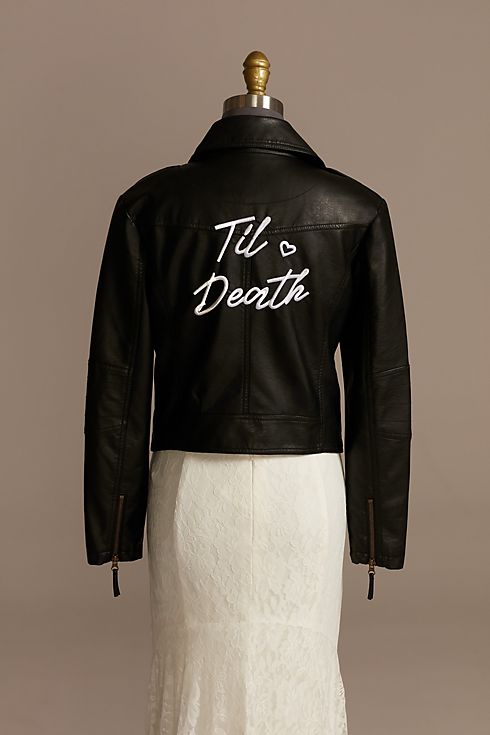 Til Death Script Black Vegan Leather Moto Jacket Image 1