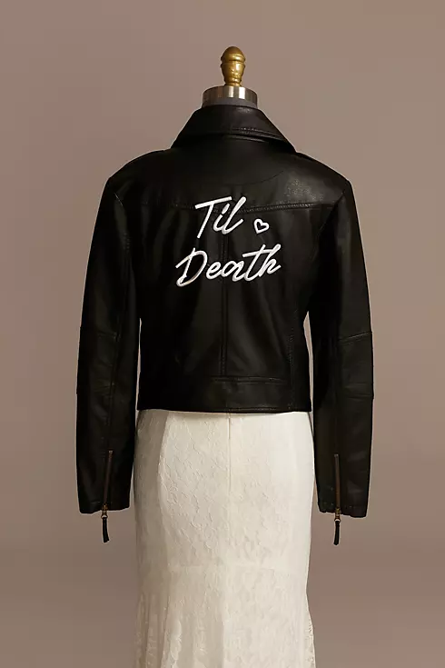 Til Death Script Black Vegan Leather Moto Jacket Image 1