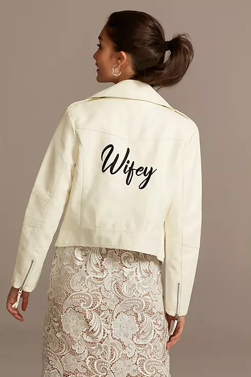 Wifey Script Moto-Style Vegan Leather Jacket Image 2