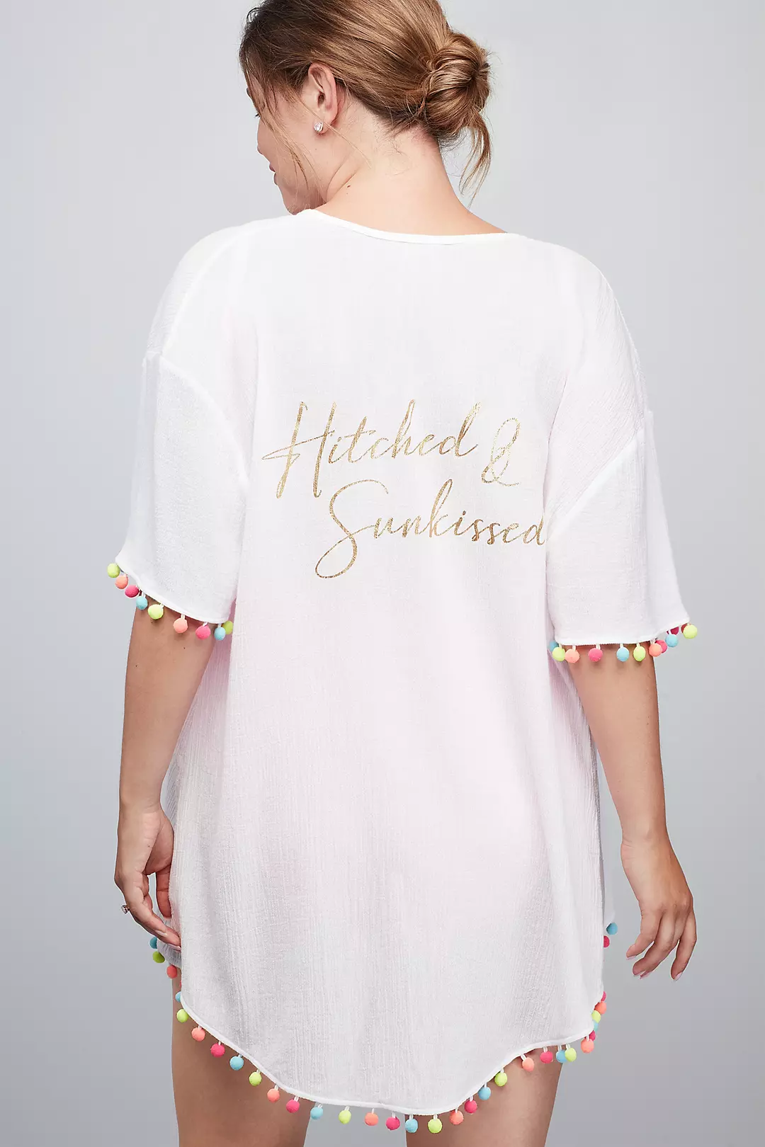 Hitched and Sunkissed Pom Pom Kimono Pool Cover Up Image