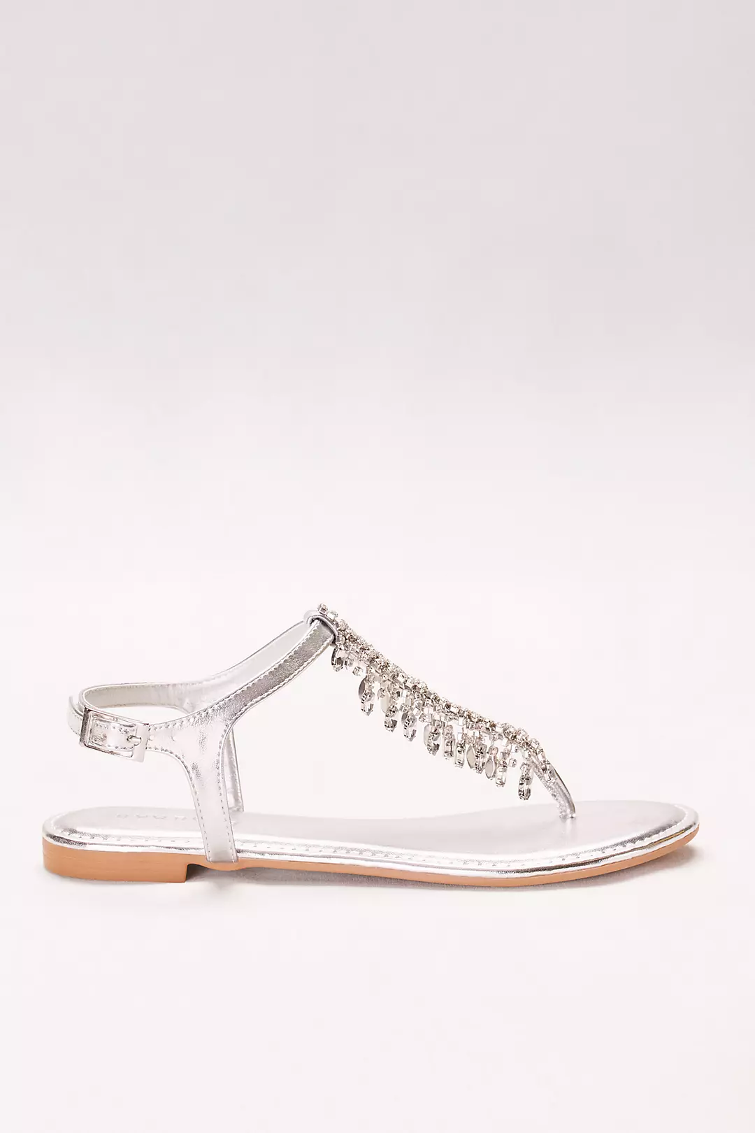 Metallic T-Strap Sandals with Dripping Crystals Image 3
