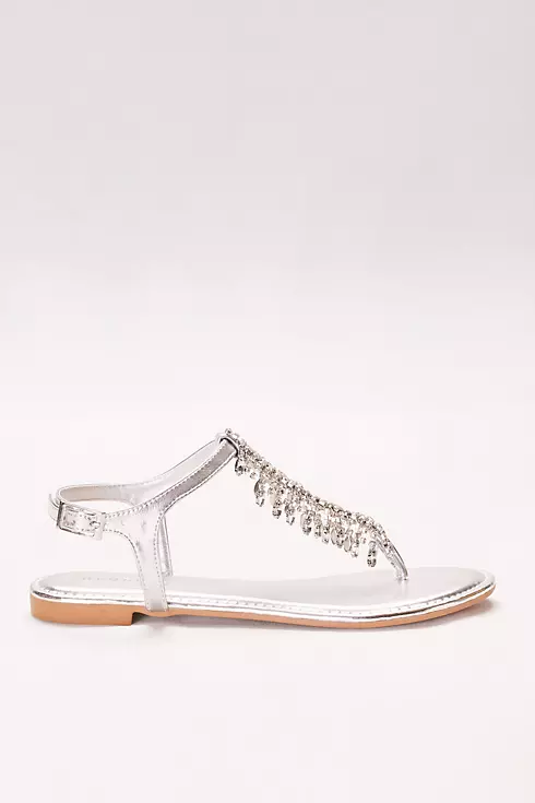 Metallic T-Strap Sandals with Dripping Crystals Image 3