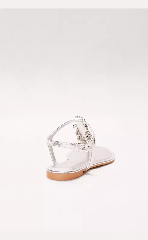 Metallic T-Strap Sandals with Dripping Crystals Image 2