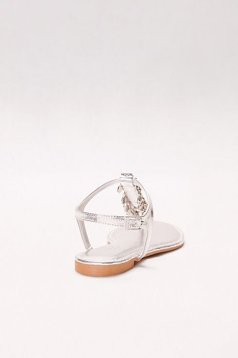 Metallic T-Strap Sandals with Dripping Crystals Image 4