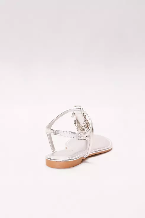 Metallic T-Strap Sandals with Dripping Crystals Image 2