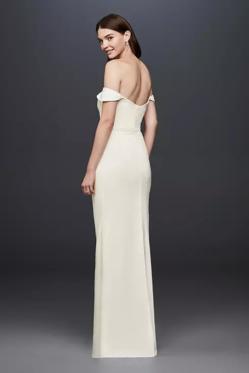 Draped Off-The-Shoulder Crepe Sheath Gown Image 2