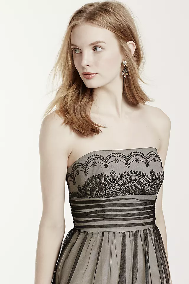 Strapless Tulle Dress with Caviar Beading Image 4