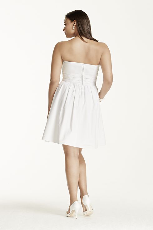 Short Strapless Sateen Pleated Dress Image 6