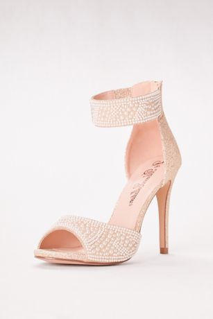 High Heel Pearl-Embellished Peep Toe Sandals | David's Bridal