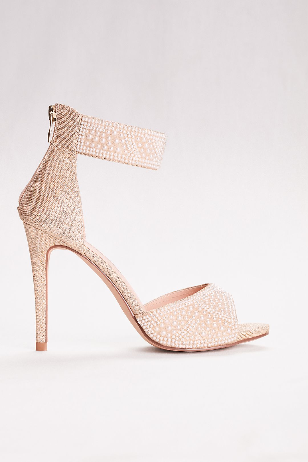 High Heel Pearl-Embellished Peep Toe Sandals Image 3