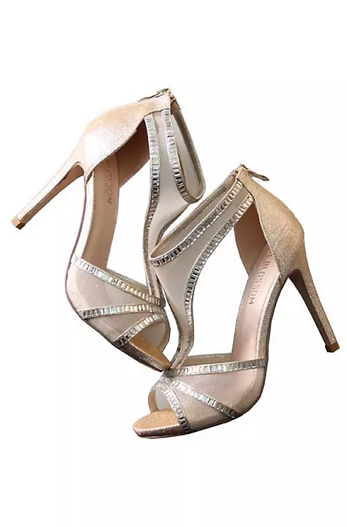 Mesh T-Strap High Heels with Crystal Embellishment Image 2