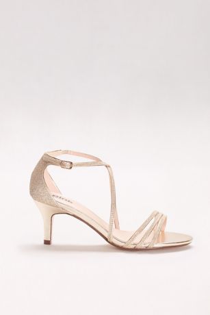 Isla Delicate Thin Strap Metallic Low Heel Sandals | David's Bridal