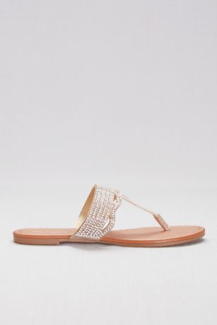 Crystal-Studded Thong Sandals | David's Bridal