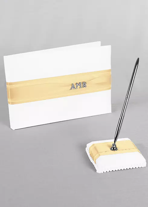 Exclusive Personalized Monogram Guest Book and Pen Image 1