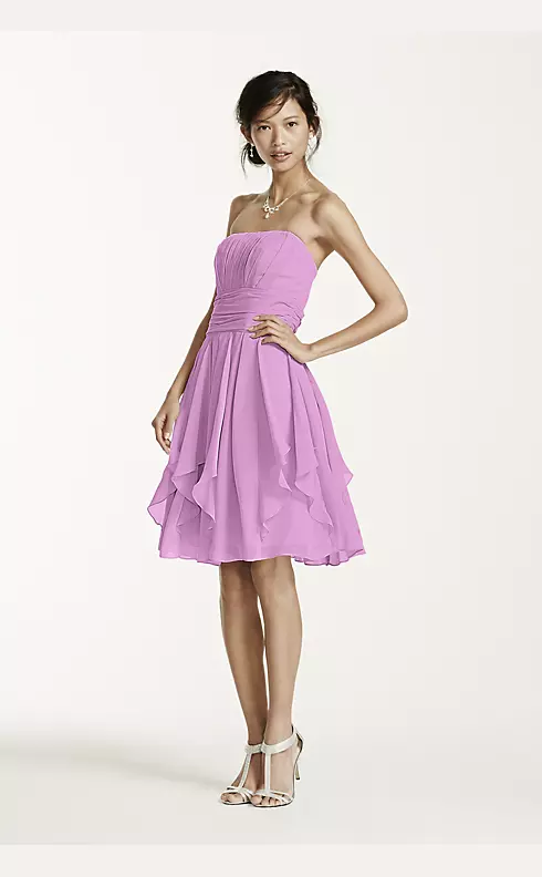 Strapless Chiffon Dress with Layered Skirt Image 1