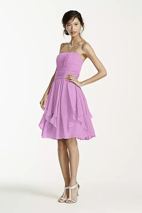 Strapless Chiffon Dress with Layered Skirt Image 1