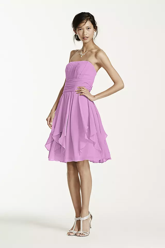 Strapless Chiffon Dress with Layered Skirt Image