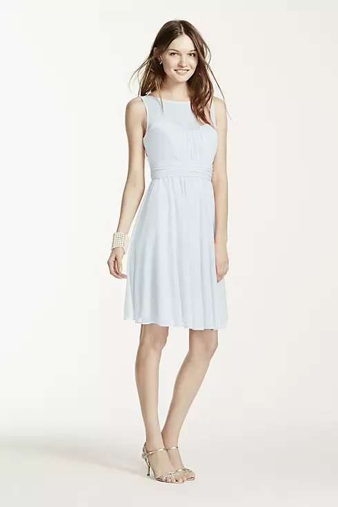 Short Mesh Dress with Sweetheart Illusion Neckline Image 1
