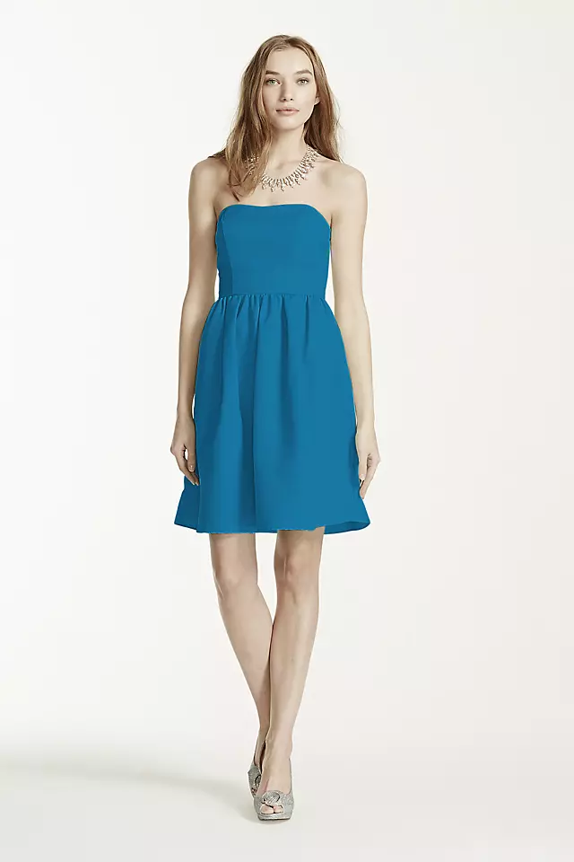 Short Strapless Faille Dress with Full Skirt Image