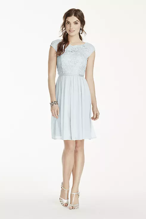 Short Lace and Mesh Dress with Illusion Neckline Image 1
