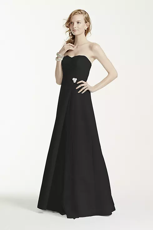 Strapless Satin Long Dress with Side Brooch Image 1