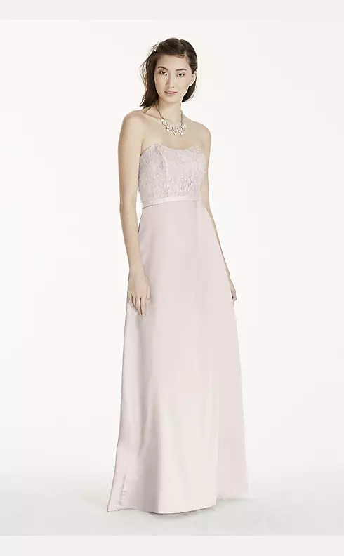 Long Strapless Lace Bodice and Satin Ball Gown Image 1