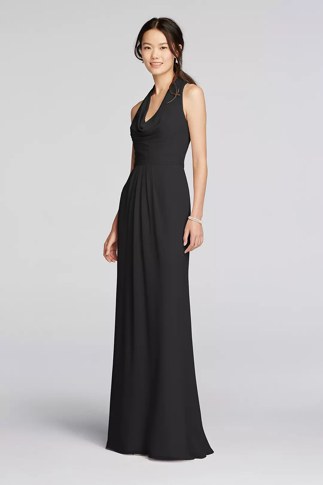 Long Chiffon Dress with Front Cowl Neckline Image