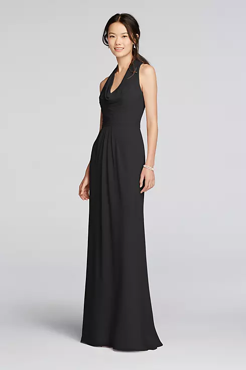 Long Chiffon Dress with Front Cowl Neckline Image 1