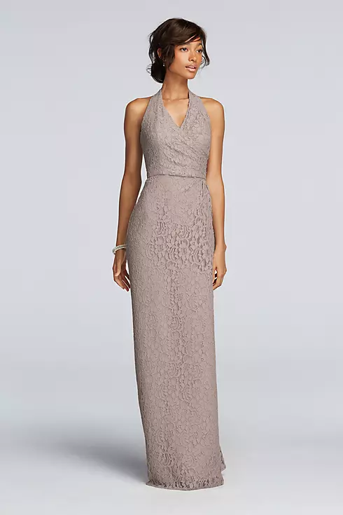 All Over Lace Halter Sheath Dress Image 1