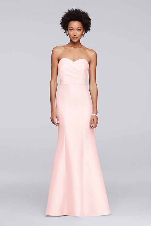 Structured Mikado Strapless Long Bridesmaid Dress Image