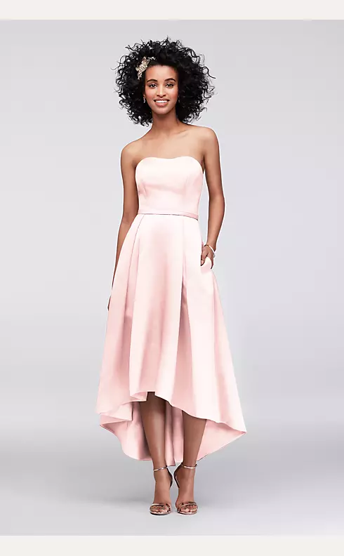 Strapless High-Low Bridesmaid Dress with Pockets Image 1