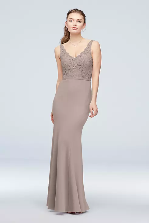 Lace and Stretch Crepe V-Neck Bridesmaid Dress Image 1