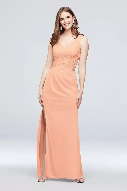 Tank Mesh Bridesmaid Dress with Lace Inset Image 1