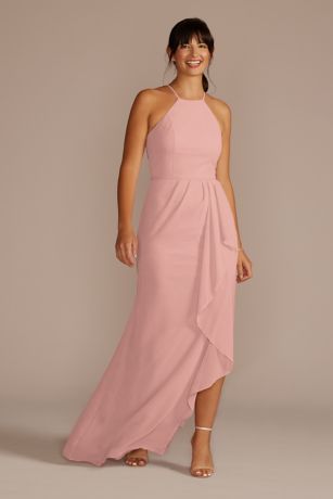 Cascade with High Neck Chiffon Bridesmaid Dress David s Bridal