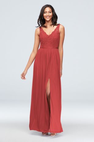 Lace and Mesh VNeck Bridesmaid Dress David's Bridal