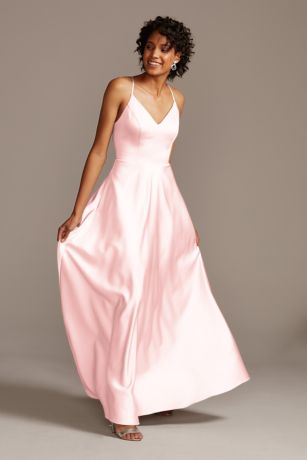 Spaghetti Strap Satin A-Line Bridesmaid Dress | David's Bridal