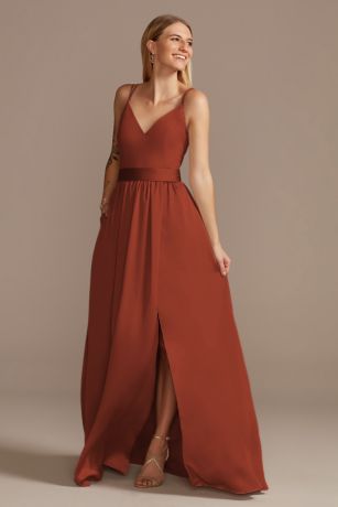 Double Spaghetti Strap Charmeuse Bridesmaid Dress